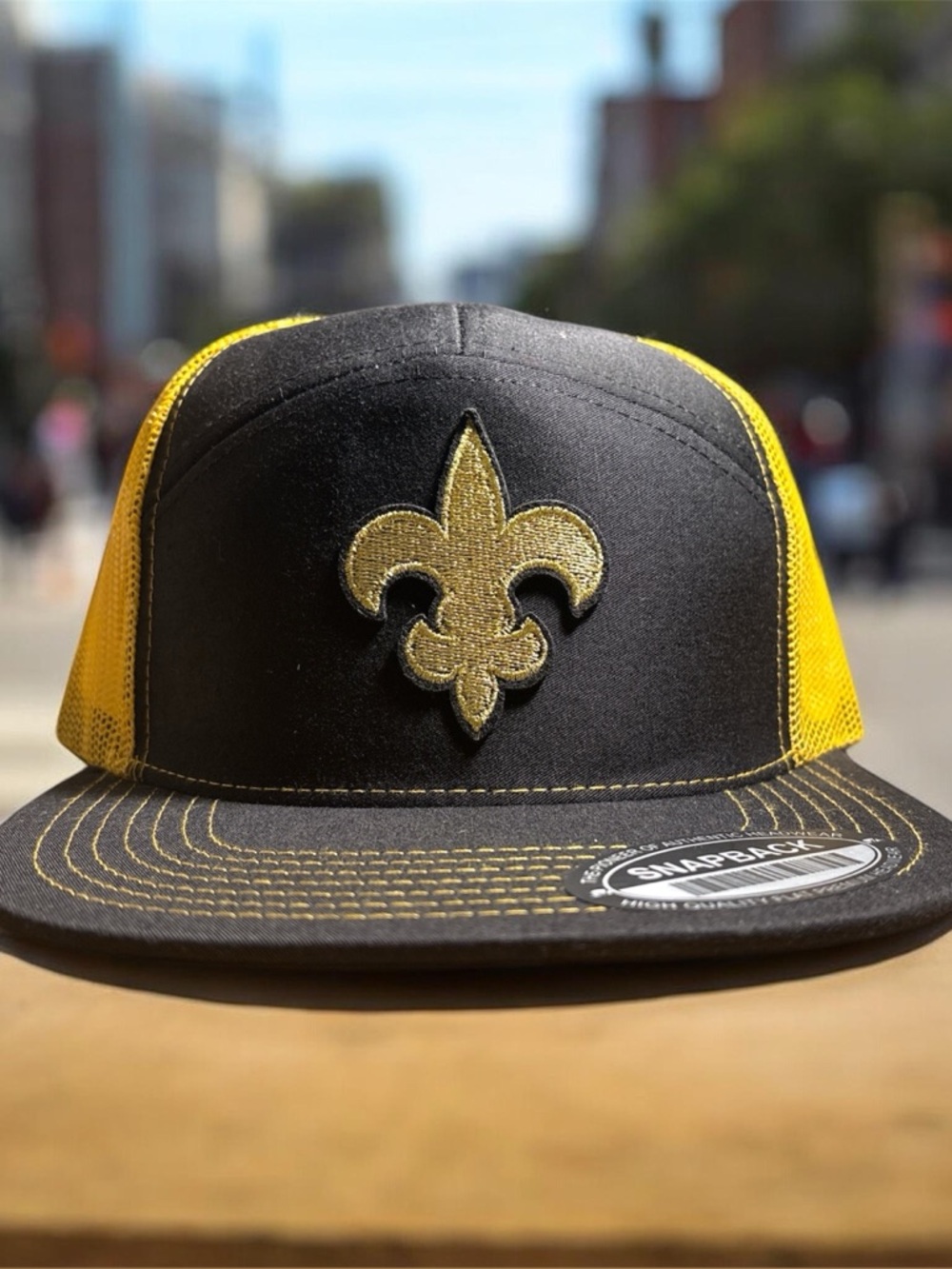 Unbranded Black & Yellow Fleur-de-Lis Snapback Hat